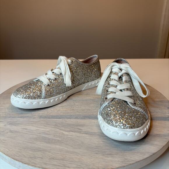 Kate Spade New York Glitter Lace Up Sneakers Silver Sparkle Women’s Shoes Sz 6.5 - Picture 3 of 11
